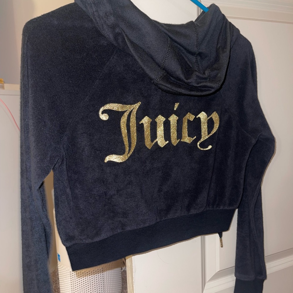 Juicy Couture black label terry cloth cropped hoodie